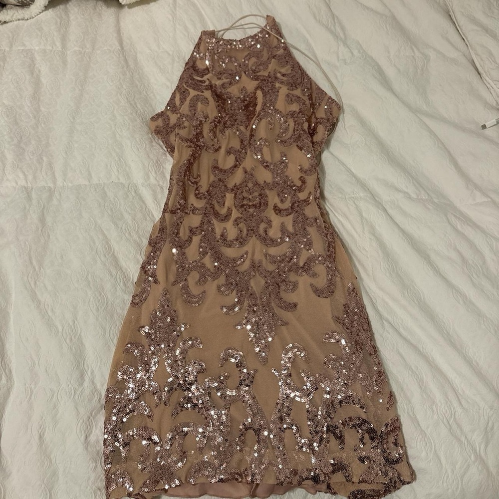 Rose gold sequin mini dress!